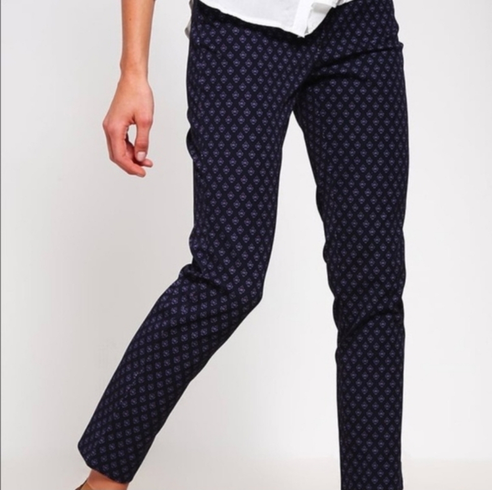 Banana Republic Blue Mod Diamond Print Ankle Crop Pants Size 4 Petite